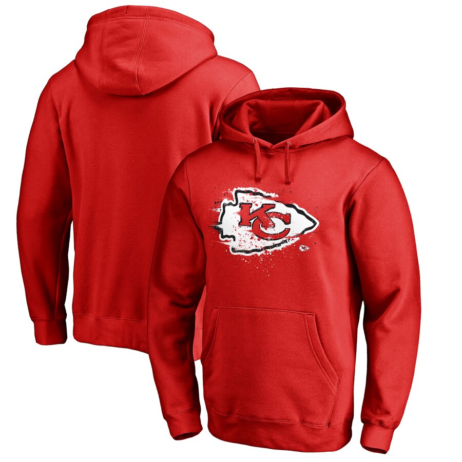Men Kansas City Chiefs NFL Pro Line by Fanatics Branded Splatter Logo Pullover Hoodie Red->kansas city chiefs->NFL Jersey
